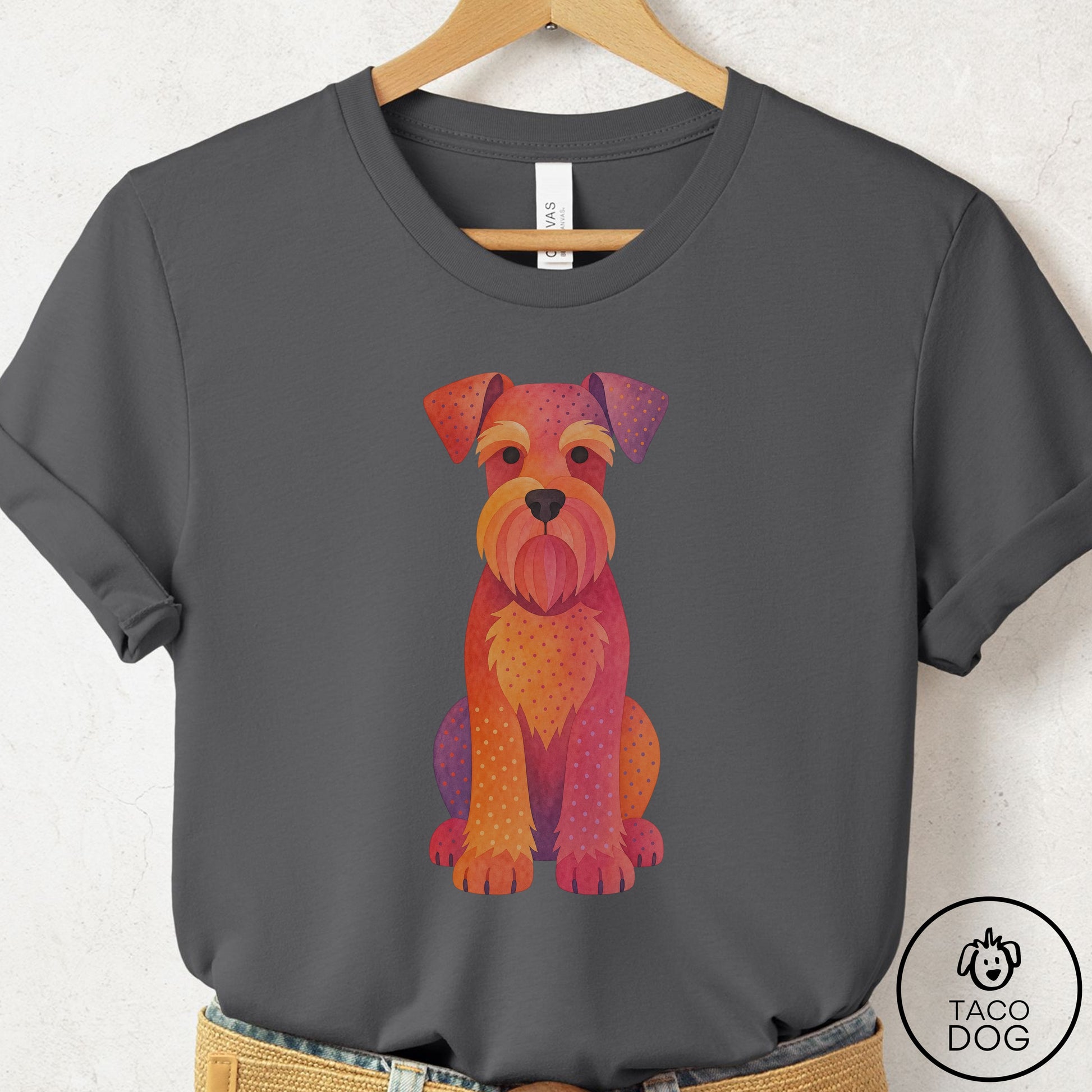 Schnauzer Gouache T-Shirt Asphalt Taco-Dog