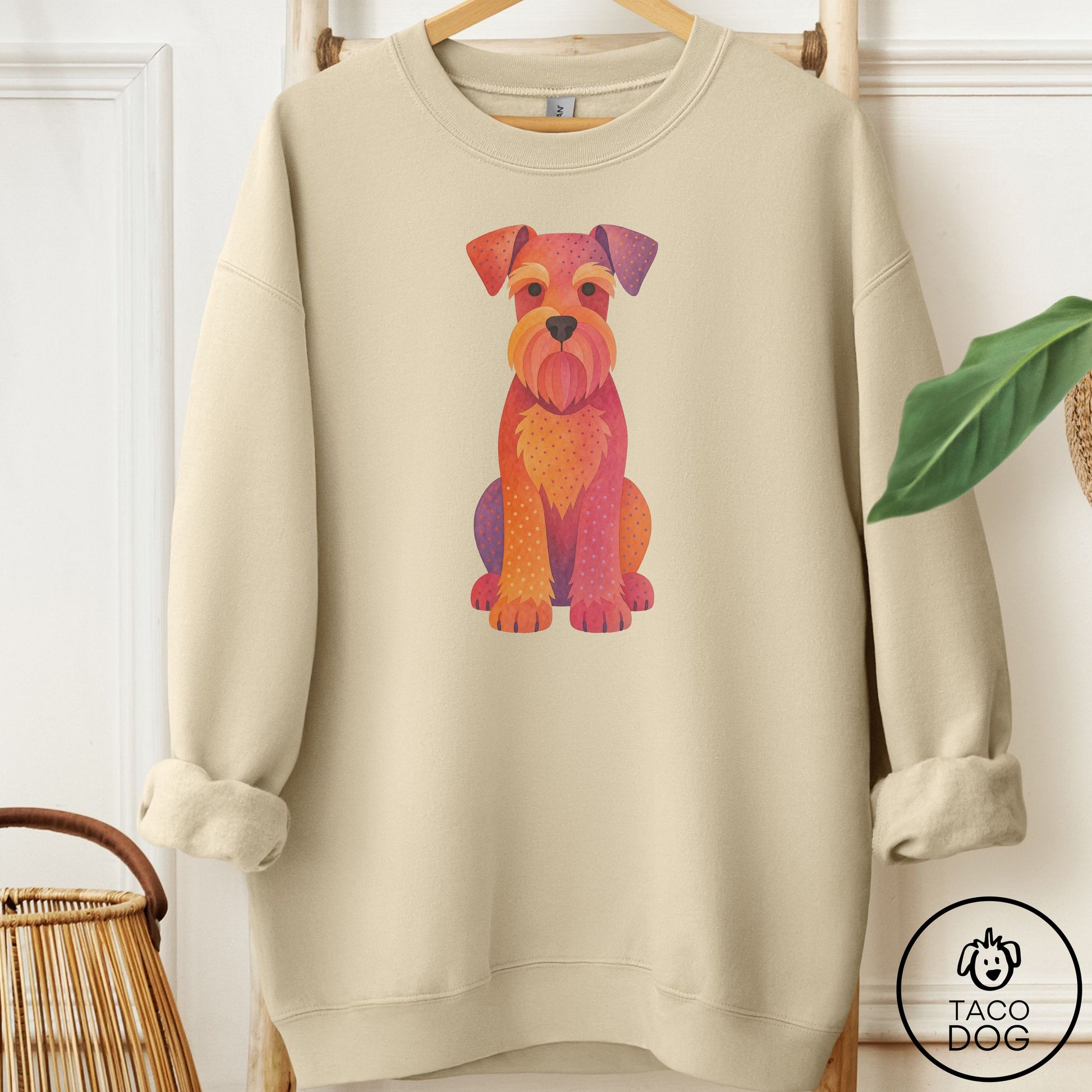 Schnauzer Gouache Sweatshirt Sand Taco-Dog