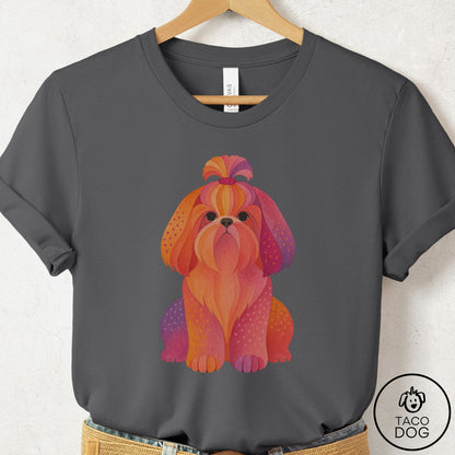 Shih Tzu Gouache T-Shirt Asphalt Taco-Dog