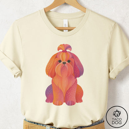 Shih Tzu Gouache T-Shirt Natural Taco-Dog