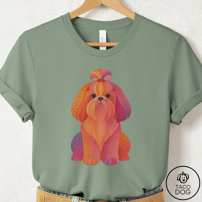 Shih Tzu Gouache T-Shirt Sage Taco-Dog