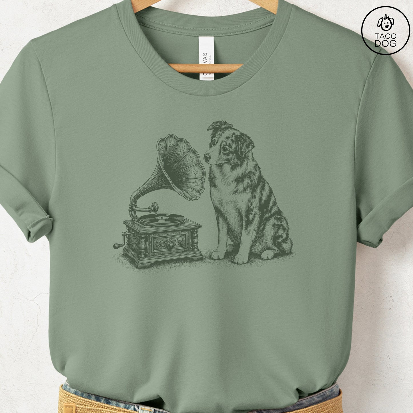 Australian Shepherd Gramophone T-Shirt