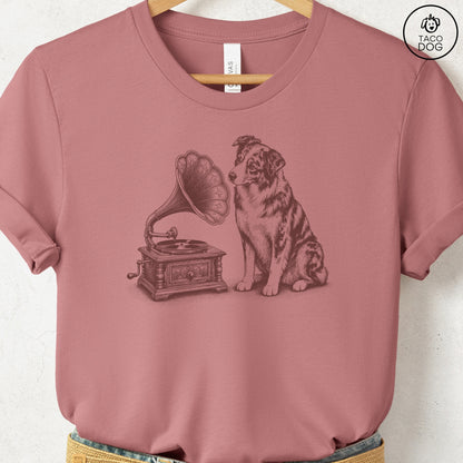 Australian Shepherd Gramophone T-Shirt
