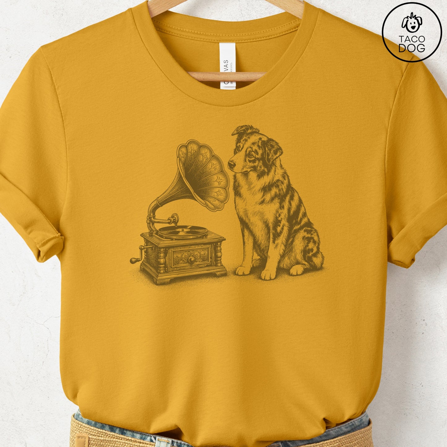 Australian Shepherd Gramophone T-Shirt