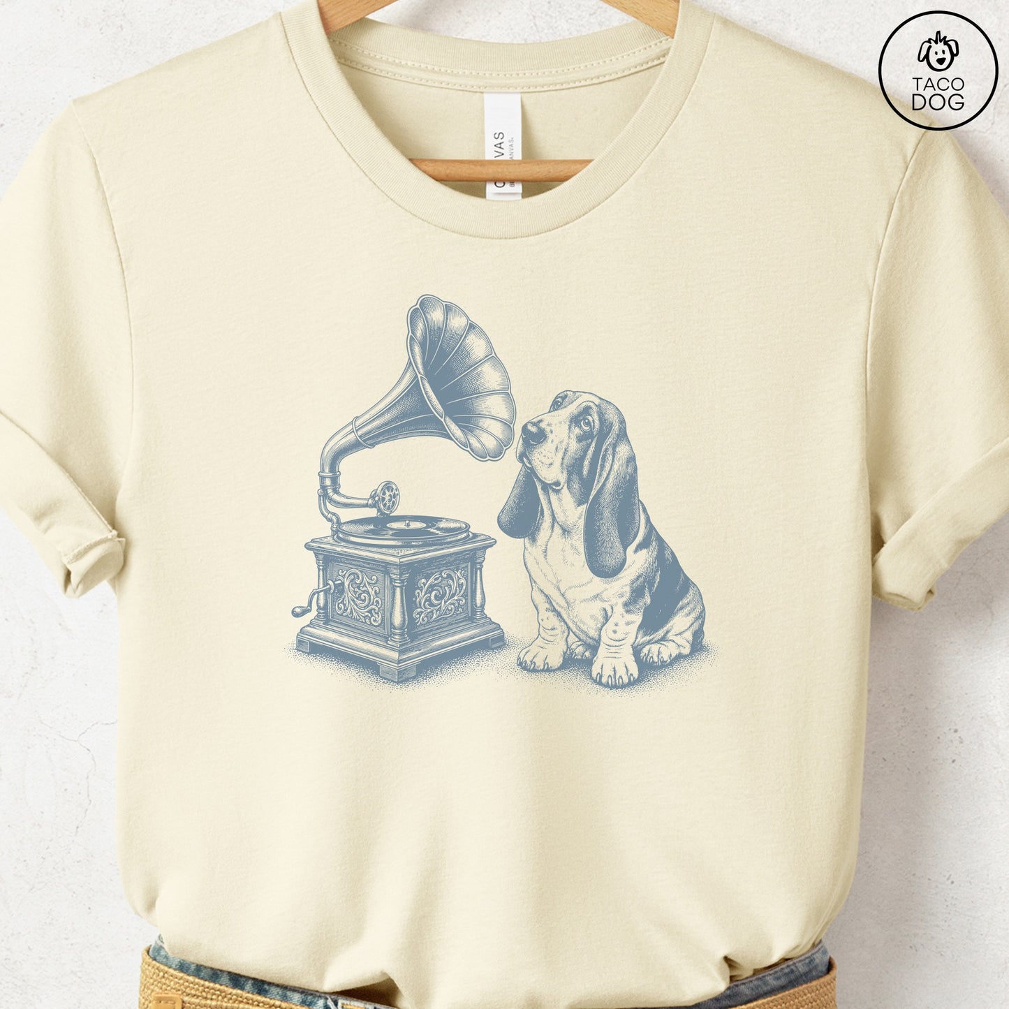 Basset Hound Gramophone T-Shirt