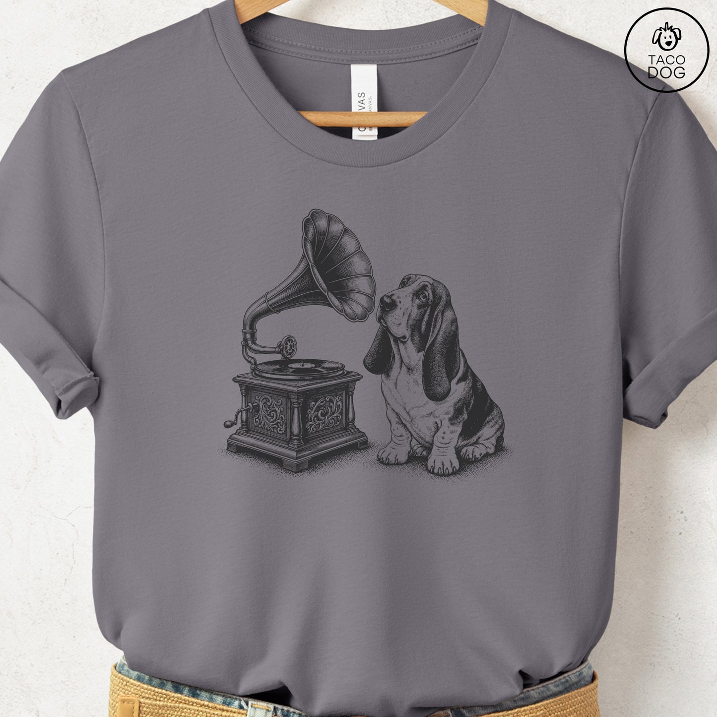 Basset Hound Gramophone T-Shirt