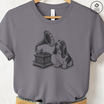 Basset Hound Gramophone T-Shirt