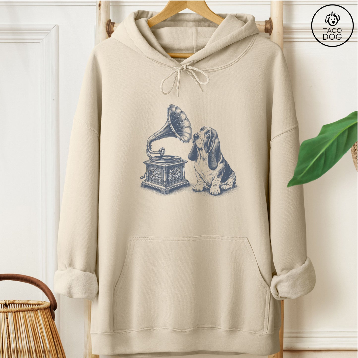 Basset Hound Gramophone Hoodie