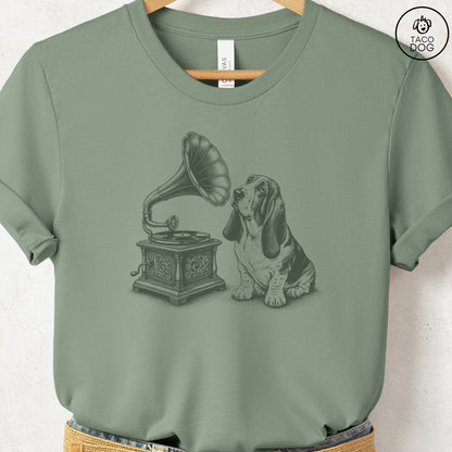 Basset Hound Gramophone T-Shirt
