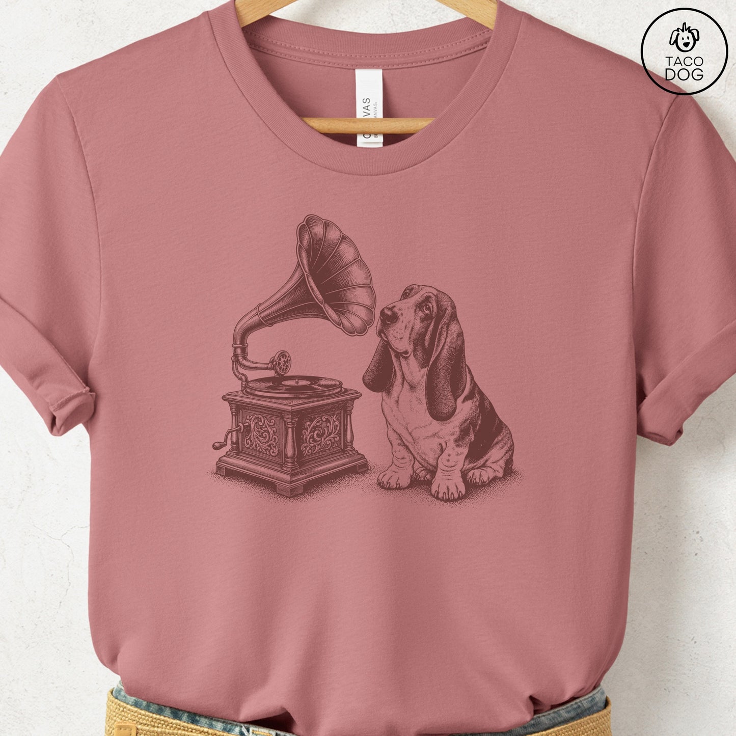 Basset Hound Gramophone T-Shirt