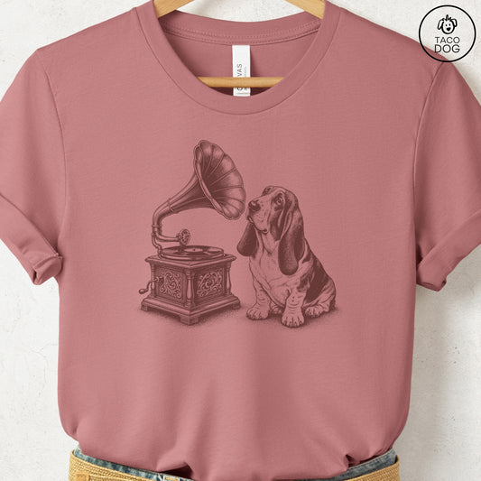 Basset Hound Gramophone T-Shirt