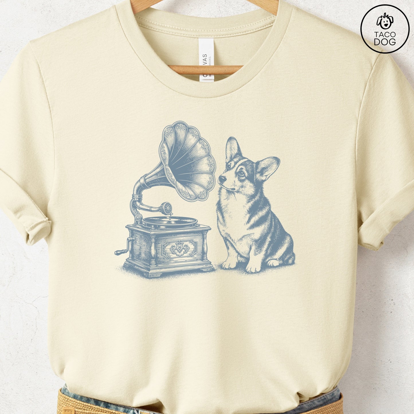 Corgi Gramophone T-Shirt