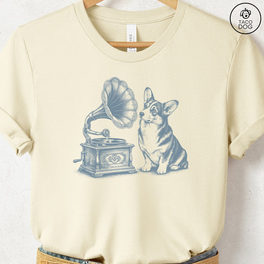 Corgi Gramophone T-Shirt