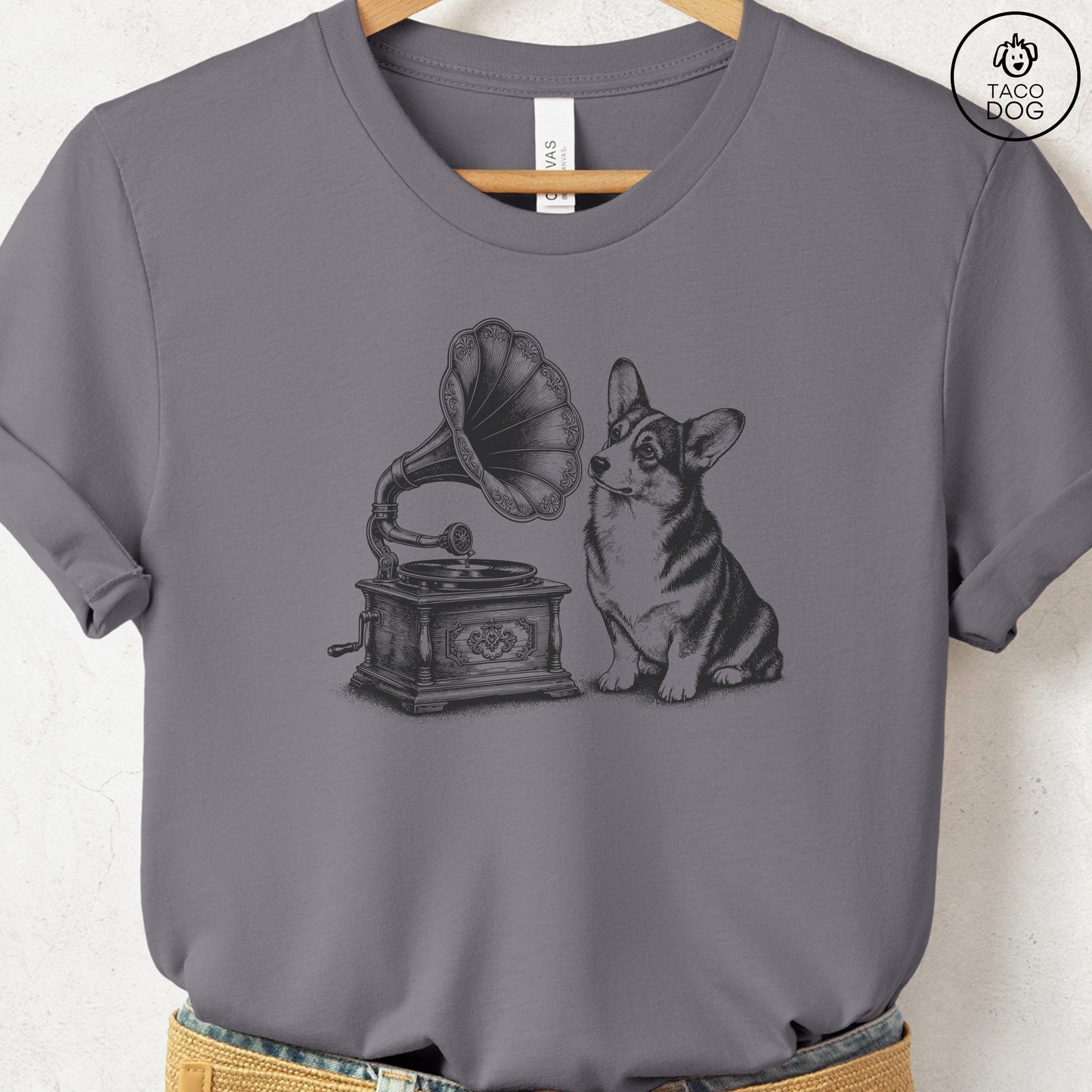 Corgi Gramophone T-Shirt