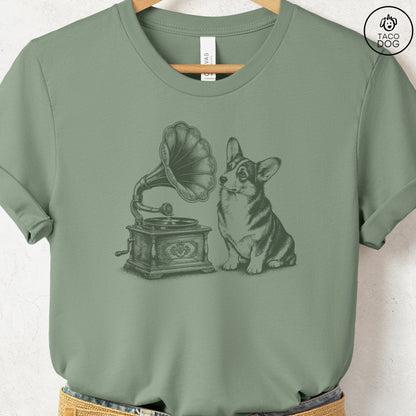 Corgi Gramophone T-Shirt