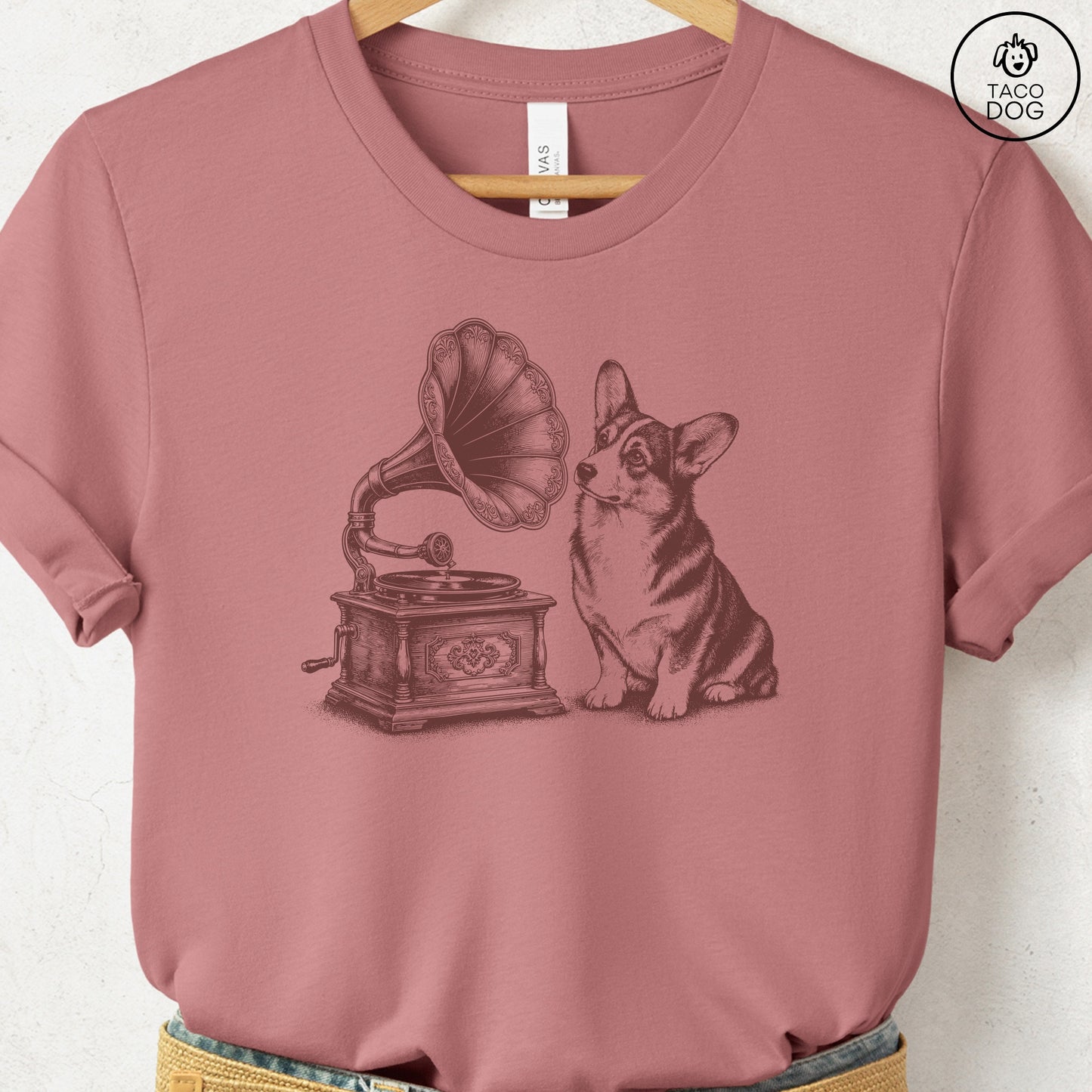 Corgi Gramophone T-Shirt