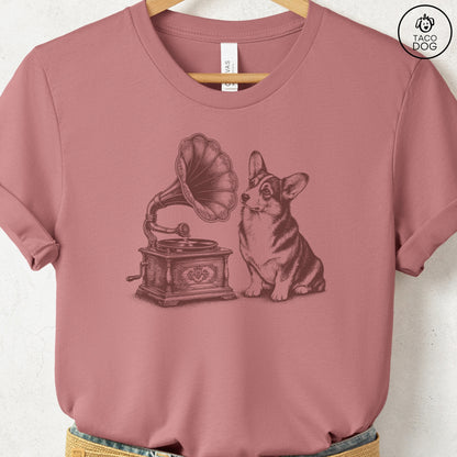 Corgi Gramophone T-Shirt