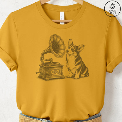 Corgi Gramophone T-Shirt