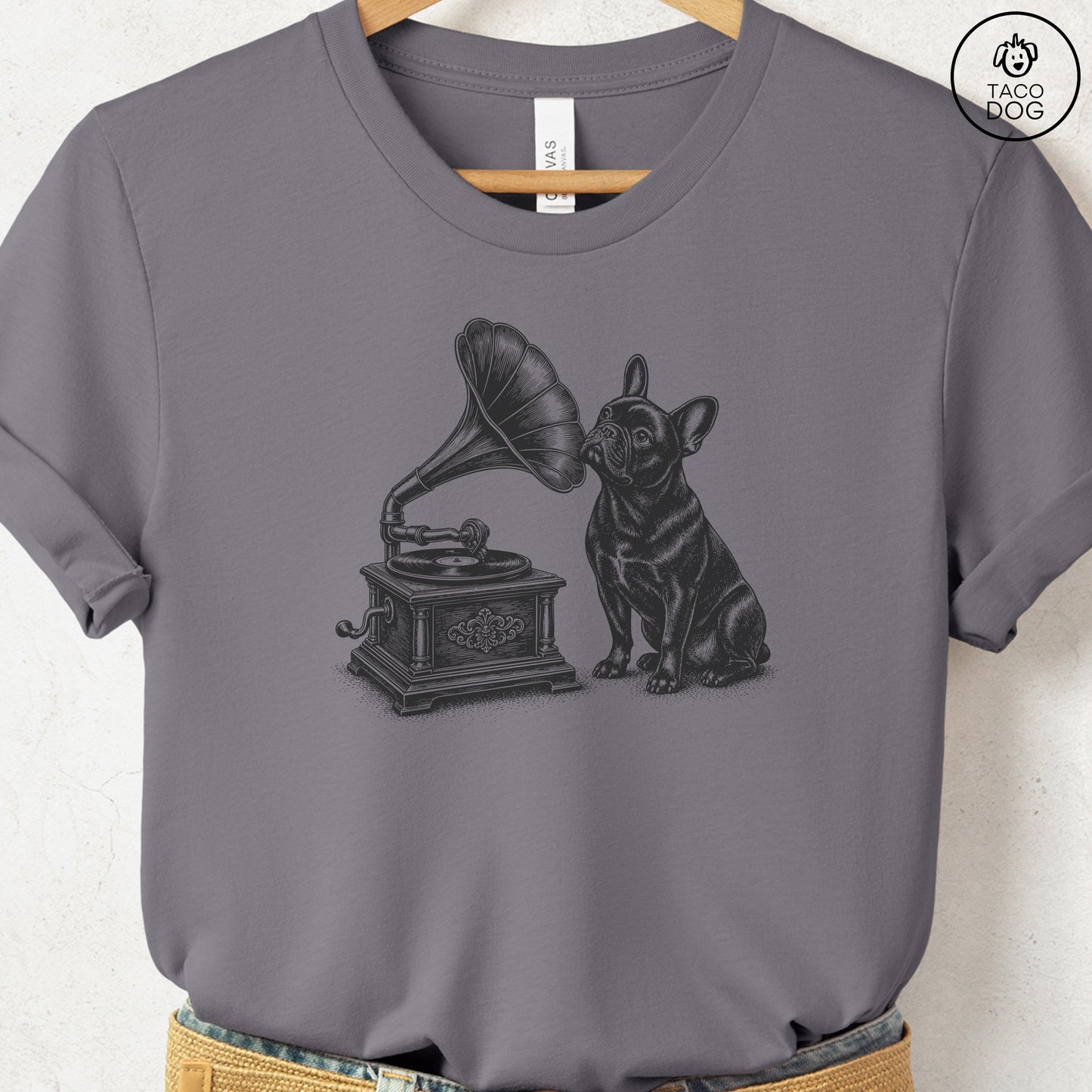 French Bulldog Frenchie Gramophone T-Shirt