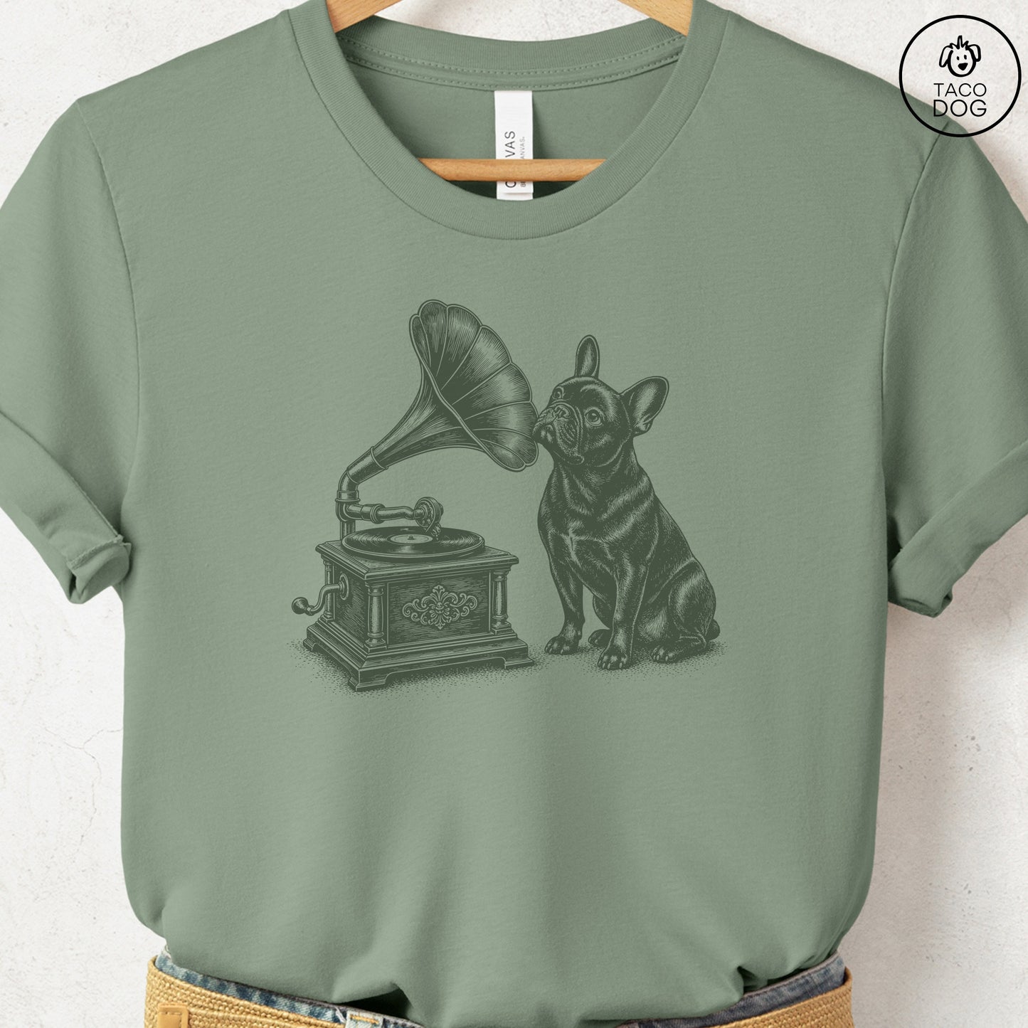 French Bulldog Frenchie Gramophone T-Shirt