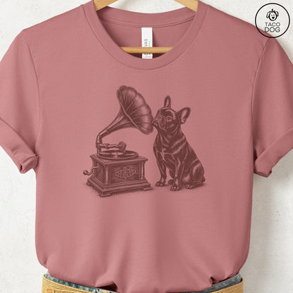 French Bulldog Frenchie Gramophone T-Shirt