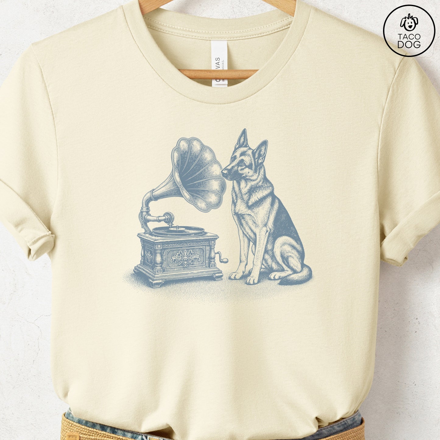 German Shepherd Gramophone T-Shirt