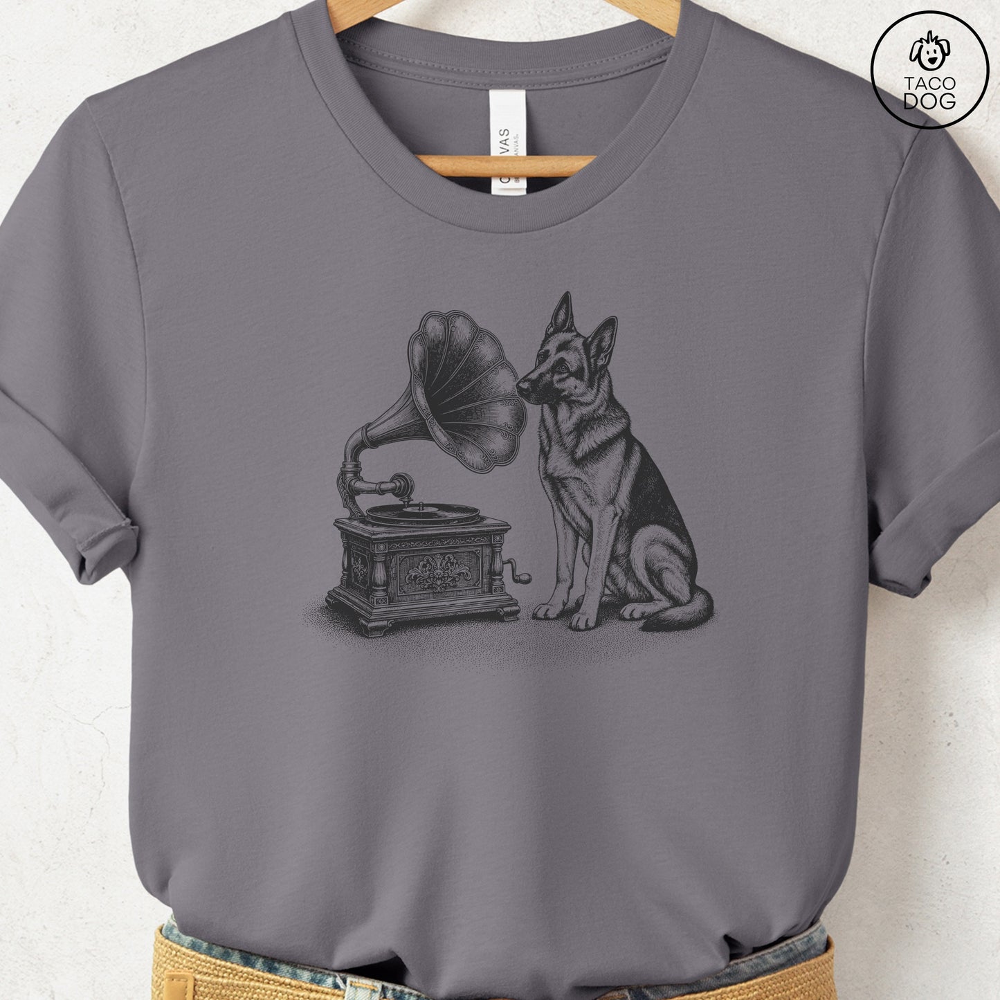 German Shepherd Gramophone T-Shirt