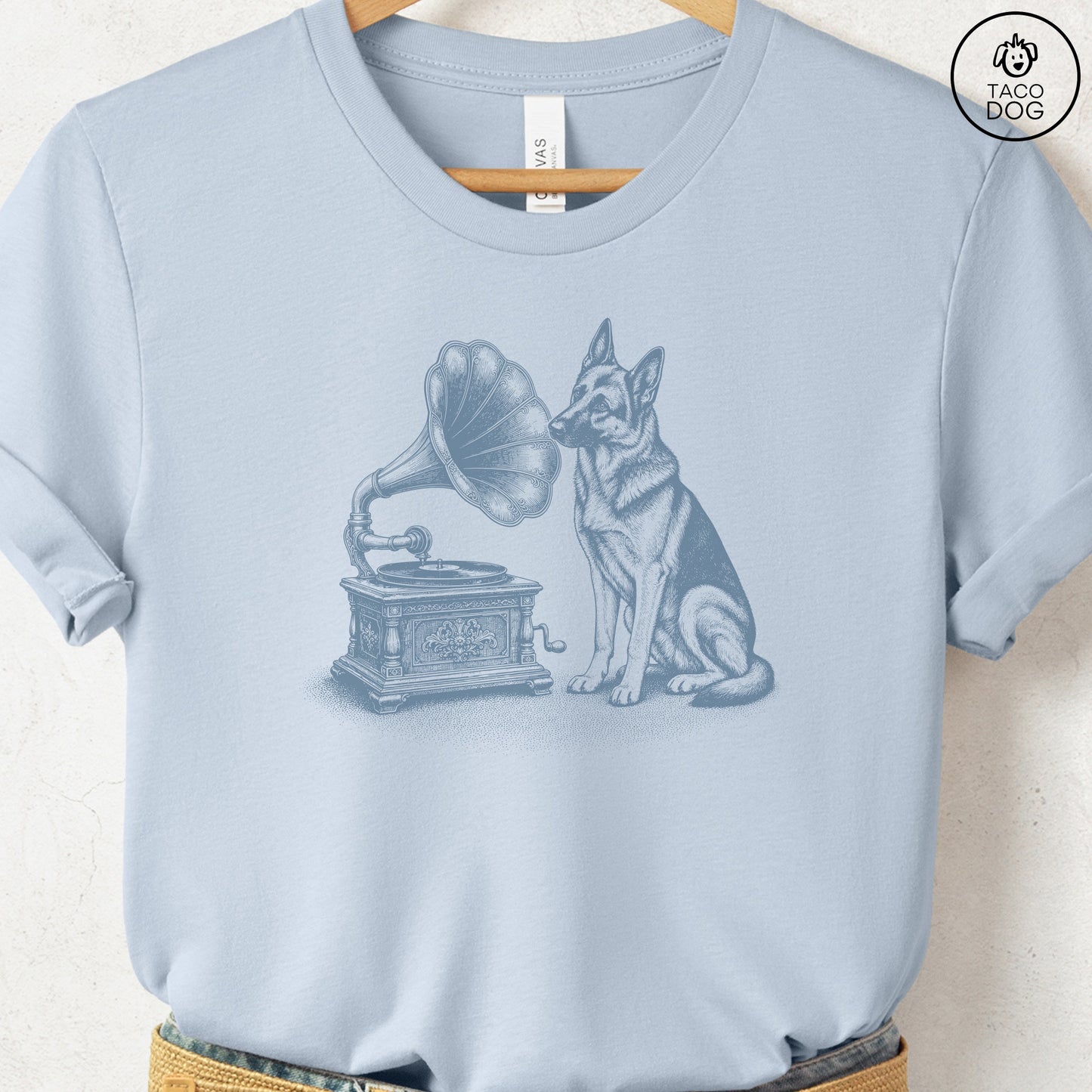 German Shepherd Gramophone T-Shirt