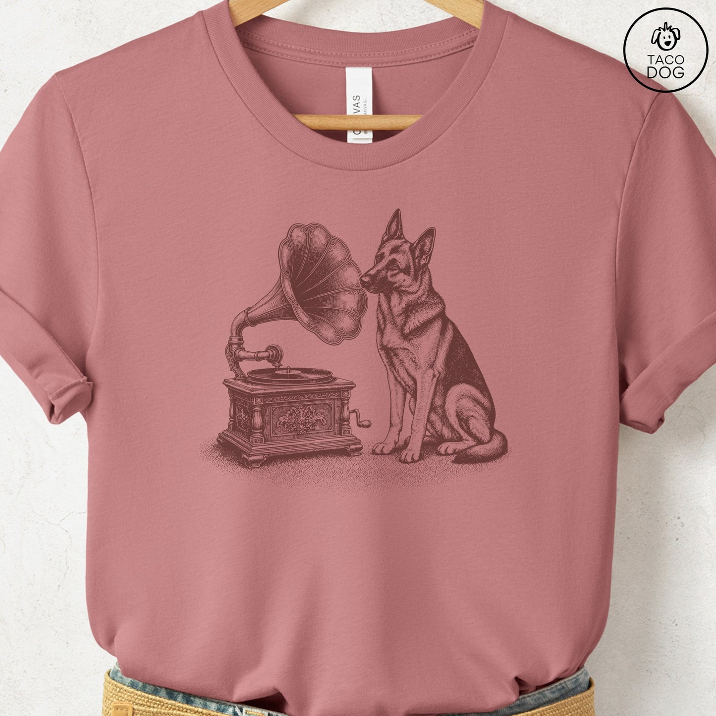 German Shepherd Gramophone T-Shirt