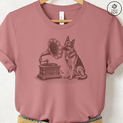 German Shepherd Gramophone T-Shirt