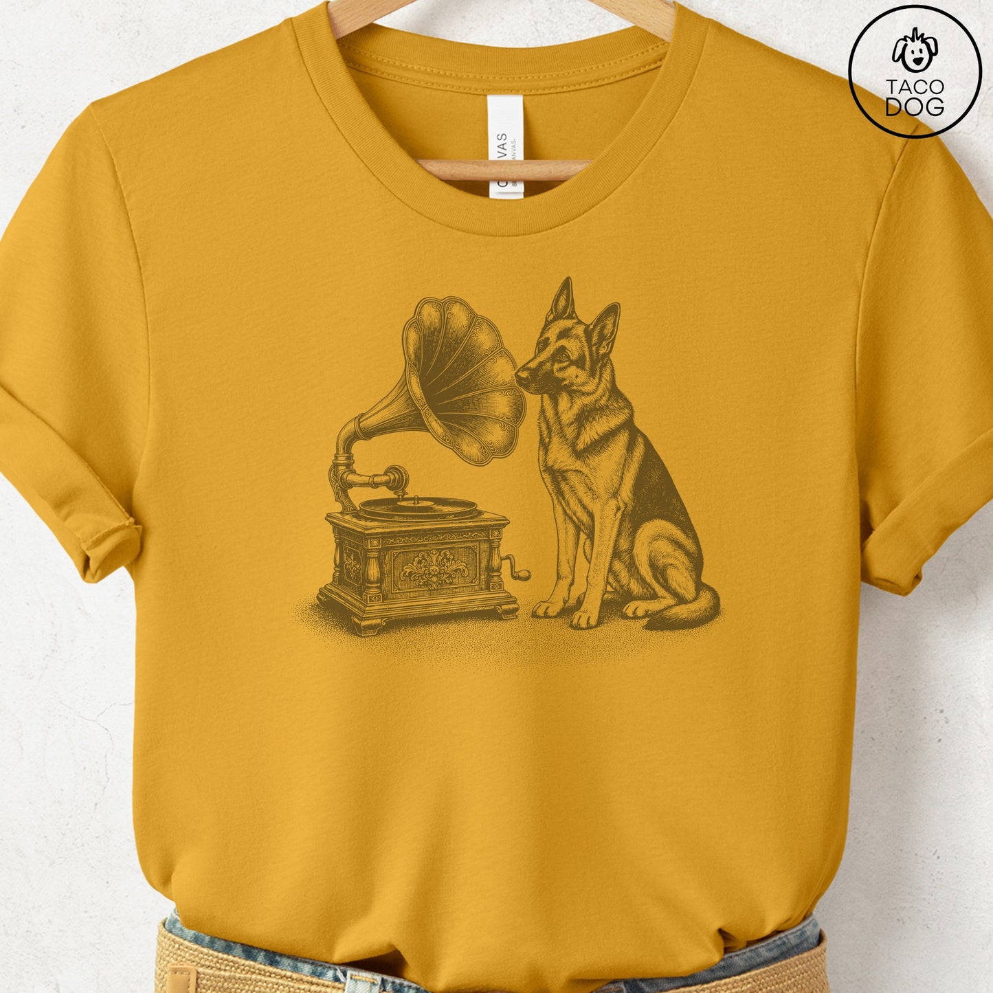 German Shepherd Gramophone T-Shirt