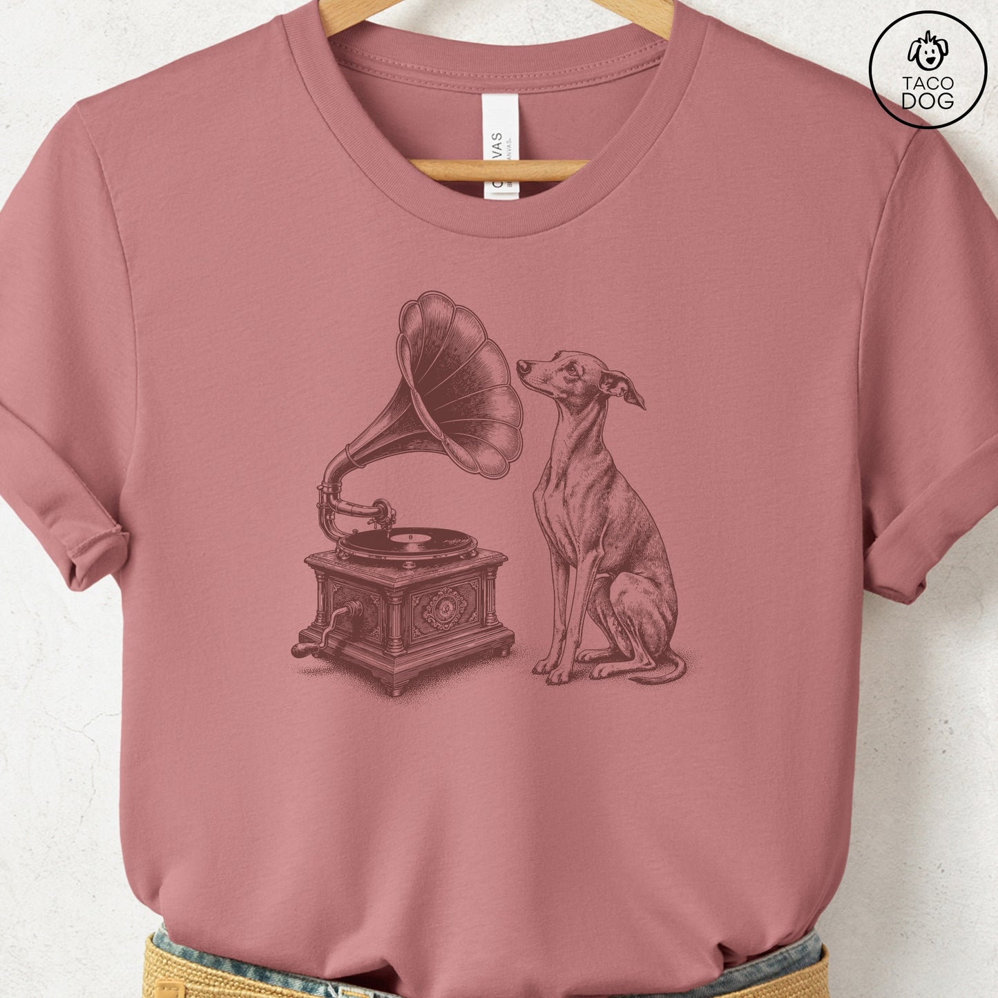 Italian Greyhound Whippet Gramophone T-Shirt