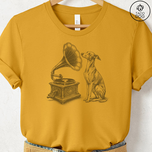 Italian Greyhound Whippet Gramophone T-Shirt