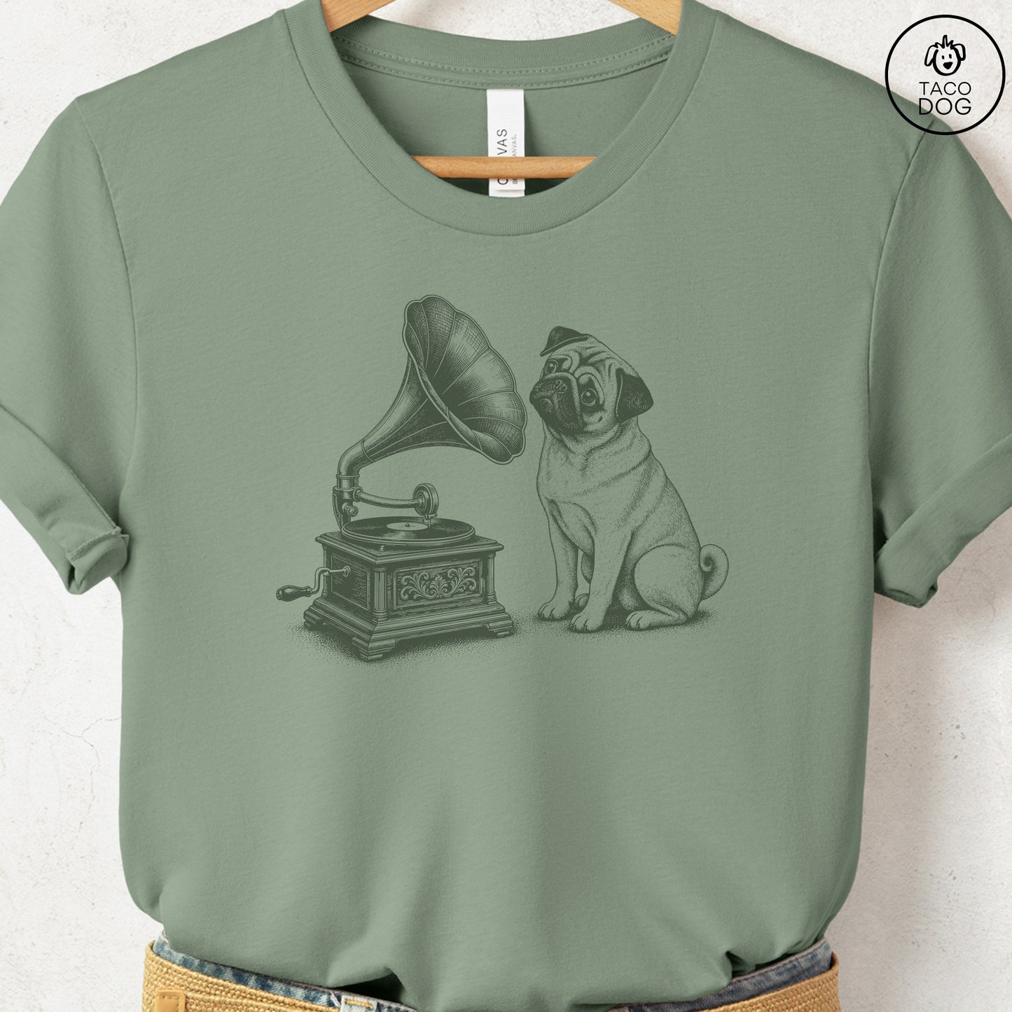 Pug Gramophone T-Shirt