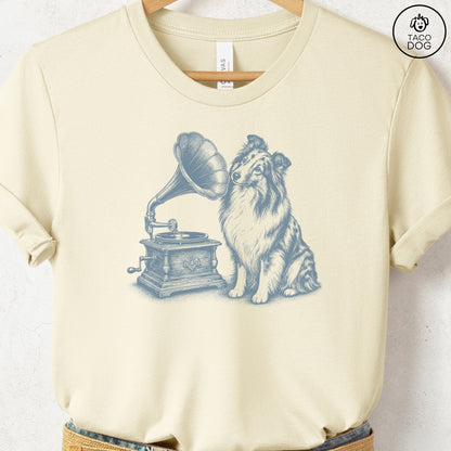 Shetland Sheepdog Gramophone T-Shirt