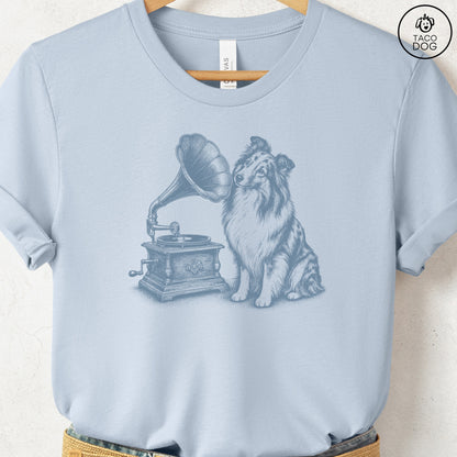 Shetland Sheepdog Gramophone T-Shirt
