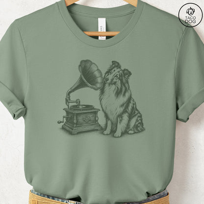 Shetland Sheepdog Gramophone T-Shirt