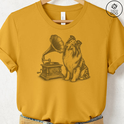 Shetland Sheepdog Gramophone T-Shirt