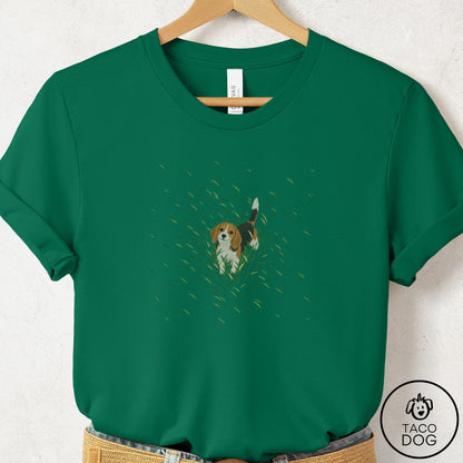 Beagle Green Grass T-Shirt Evergreen Taco-Dog