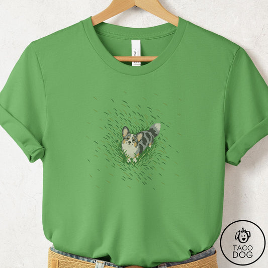 Cardigan Welsh Corgi Green Grass T-Shirt Leaf Taco-Dog