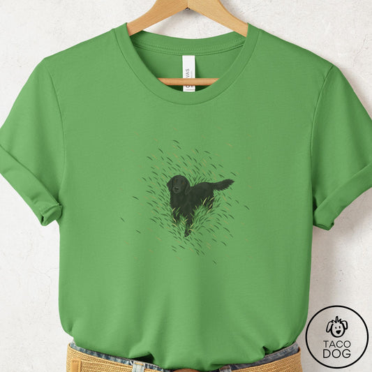 Flat-Coated Retriever Green Grass T-Shirt Leaf Taco-Dog