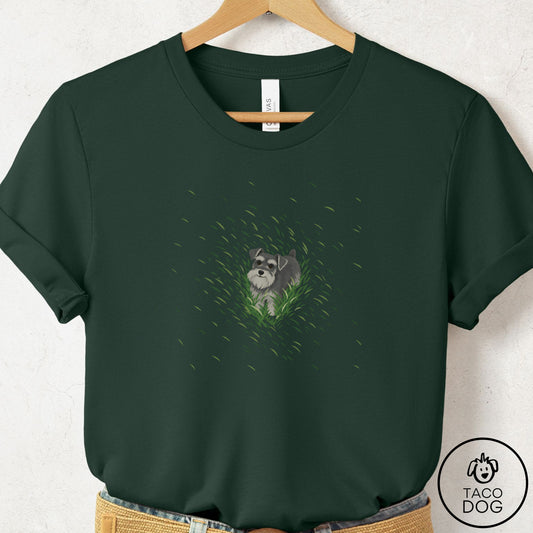 Schnauzer Green Grass T-Shirt Forest Taco-Dog