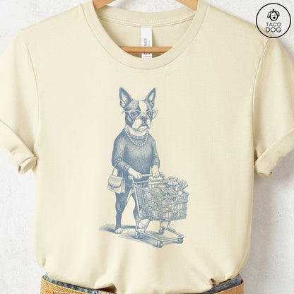 Boston Terrier Grocery T-Shirt Natural S Taco-Dog