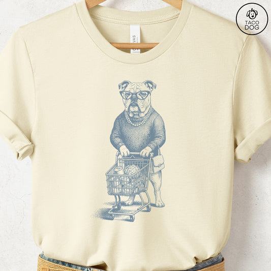 English Bulldog Grocery T-Shirt Natural S Taco-Dog