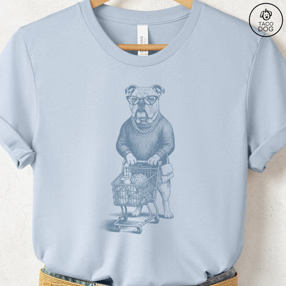 English Bulldog Grocery T-Shirt Light Blue S Taco-Dog