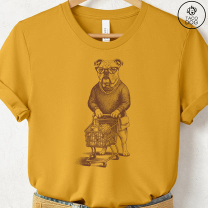 English Bulldog Grocery T-Shirt Mustard S Taco-Dog