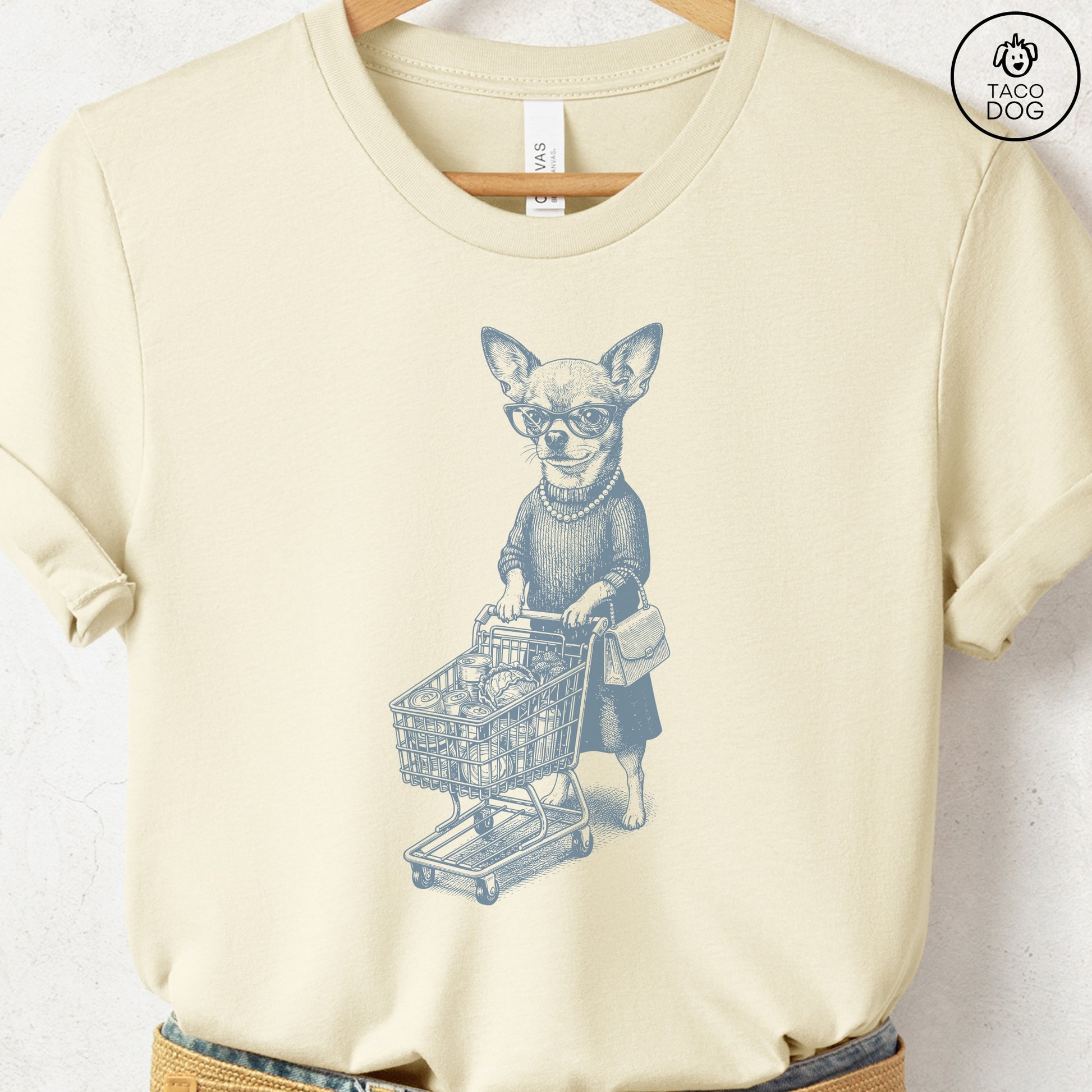 Chihuahua Grocery T-Shirt Natural S Taco-Dog