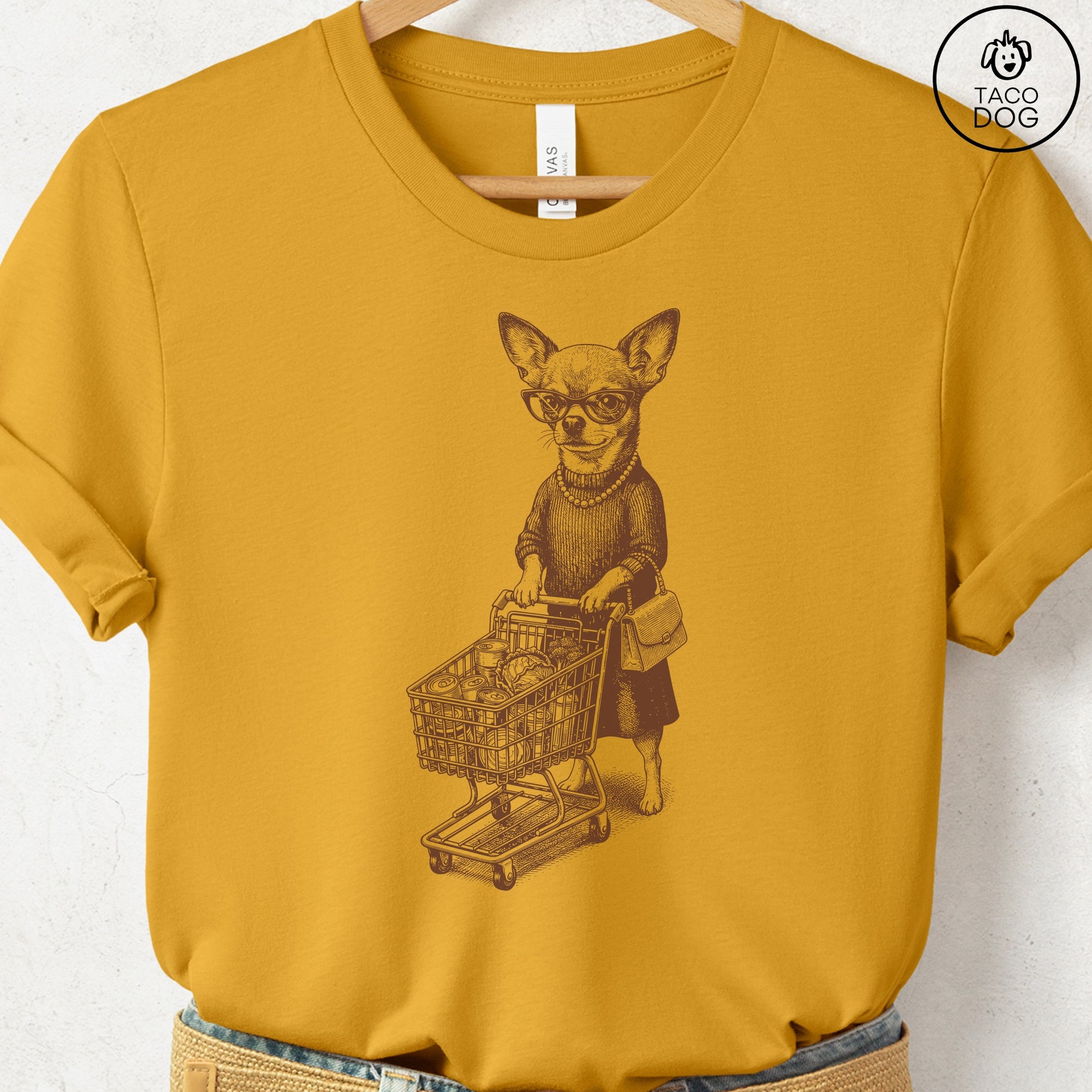 Chihuahua Grocery T-Shirt Mustard S Taco-Dog