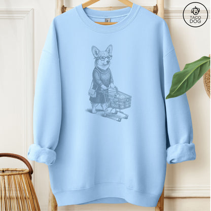 Corgi Grocery Sweatshirt Light Blue M Taco-Dog