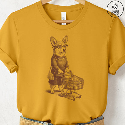 Corgi Grocery T-Shirt Mustard S Taco-Dog